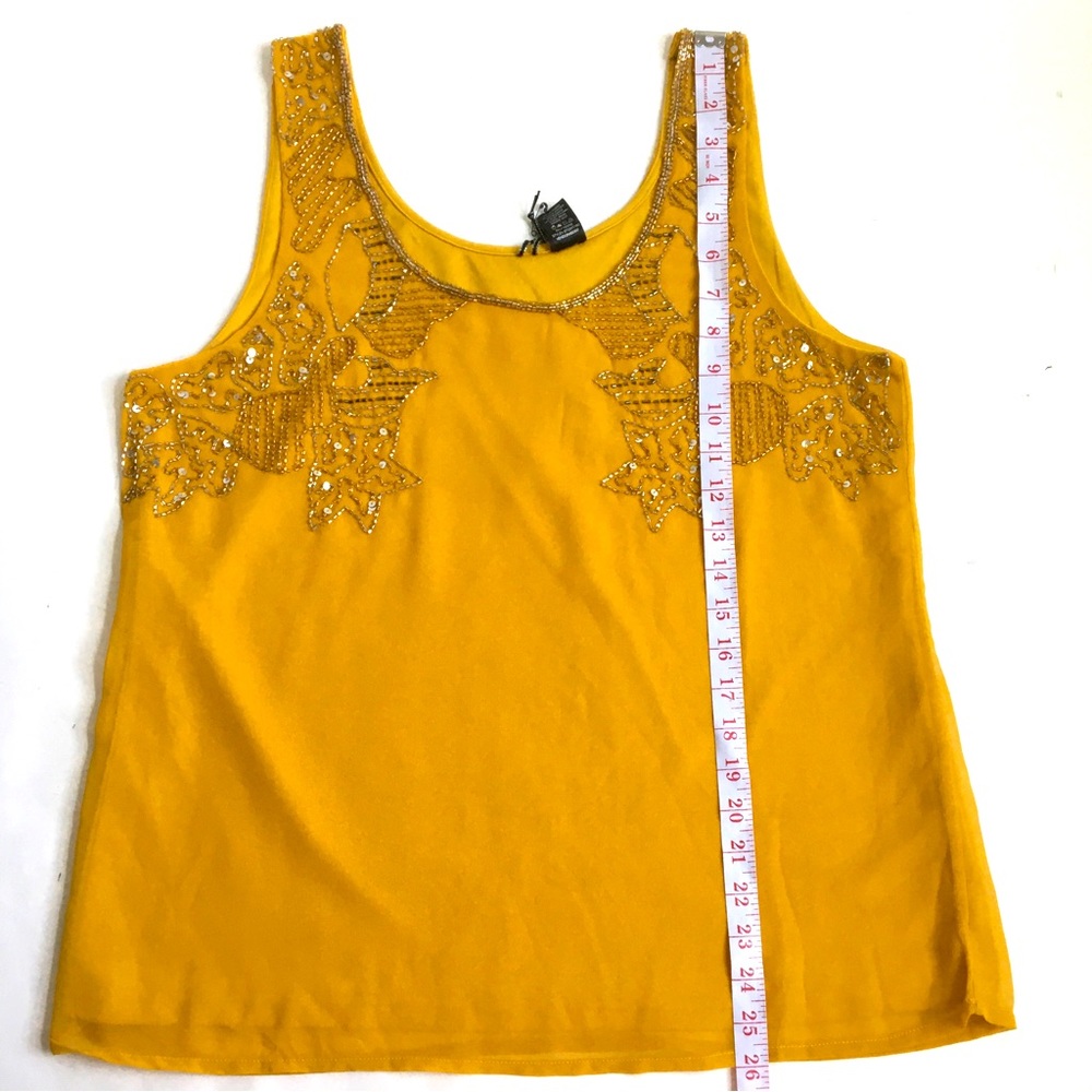 BKE Embellished Sleeveless Tank Top Yellow Gold Size Large - Picture 15 of 17